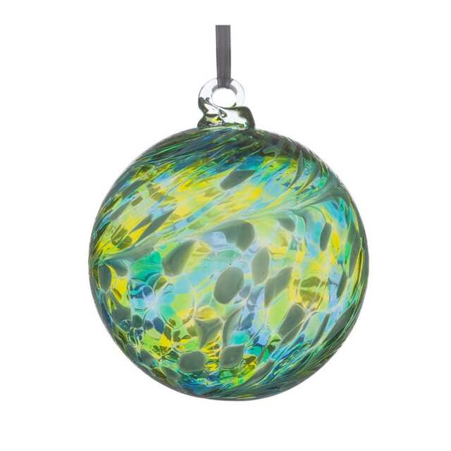 Sienna Glass Hanging Ornament 8cm Friendship Ball Green & Blue