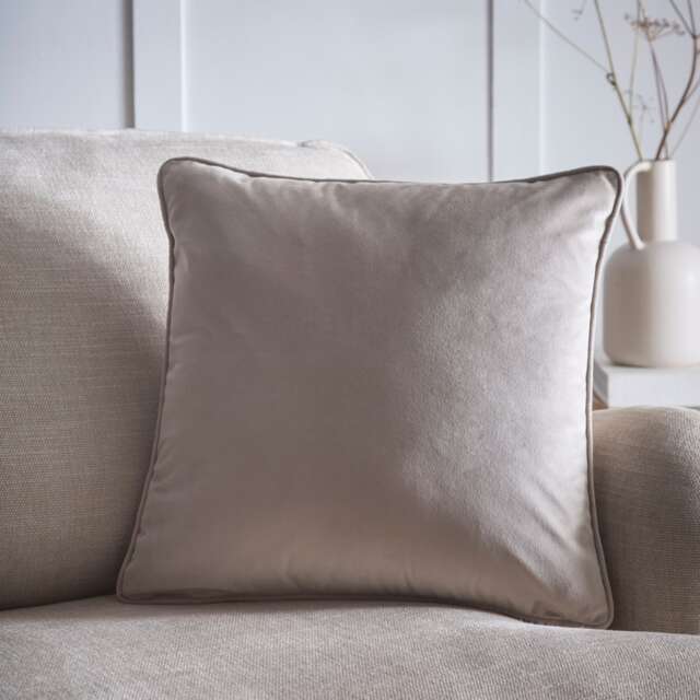 Portfolio Home Velvet Natural Filled Cushion Piped Edge 45x45cm