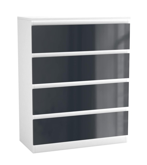 Gloss 4 Drawer Chest No Handle Storage Cabinet White Gloss Grey Drawer One Size 1