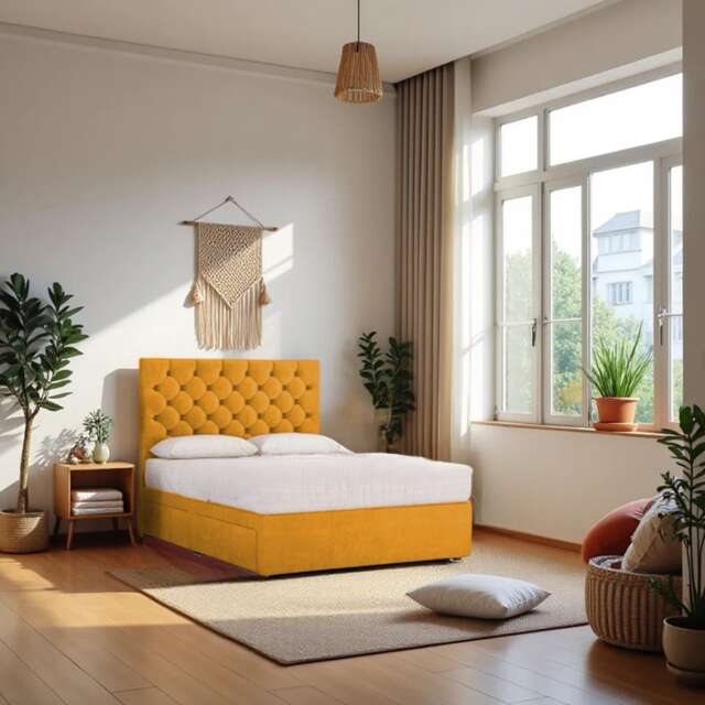 "Athens Plush Bed Set With Mattress, 2 Drawers Same Side & 24""Headboard"