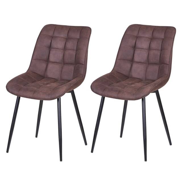 Set of 2 Brown Suede Effect Dining Chairs Plush Padded Upholstered Accent Chair - Alba by MCC