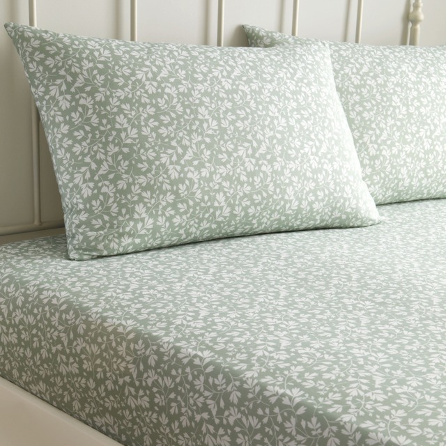 D & D Tess Fitted Bed Sheet Set Green