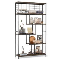 COSTWAY 6-tier Tall Bookshelf Industrial Freestanding Plant Stand Brown