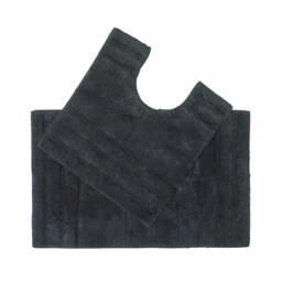 Homescapes Spa Supreme Luxury Black Bath Mat and Pedestal Set