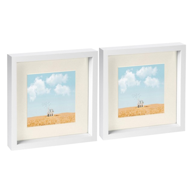 "Nicola Spring 10 x 10"" Photo Frames - Ivory Mount 3D Photo Frame Picture Frame Box Portrait Display Case & Spacer (53 x 53cm) x2"