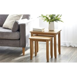 Classic Wooden Oak Nest of 2 Tables Brown Brown