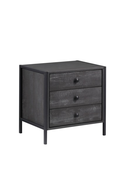 Zahra Bedside Table Cabinet Bedroom Furniture Nightstand 3 Drawer Black