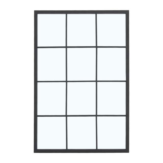 Living and Home Accent Metal-framed Window Wall Mirror Black