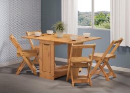 Mercers Furniture Corona Butterfly Dining Set Table & 4 Chairs Folding Compact Drop Leaf Solid Wood Mexican Pine Wooden Small Kitchen