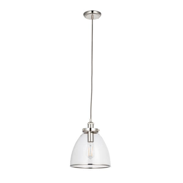 Brunswick Polished Nickel and Glass Ceiling Pendant