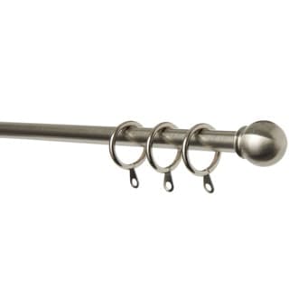 10 - 13mm Satin Silver Metal Ball Curtain Pole Set 100 - 180cm Silver Silver