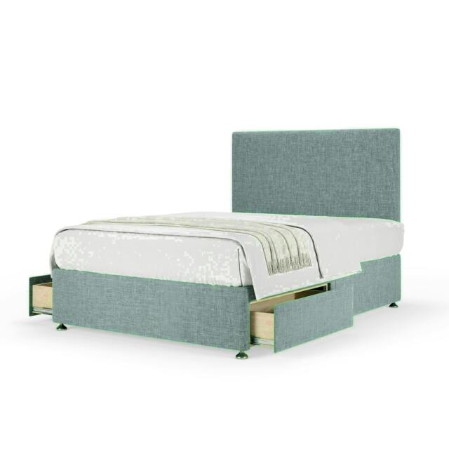 Duckegg Linen 2 Drawer Divan Base and Valencia Headboard Super King