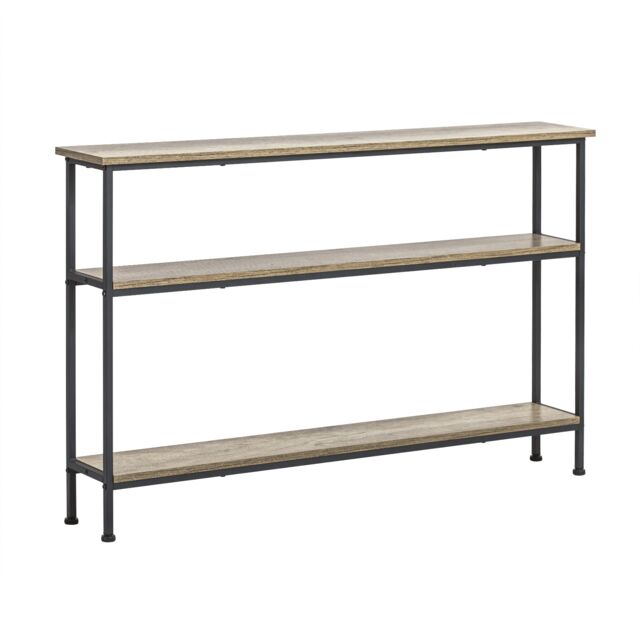 SoBuy 3-Tier Narrow Console Table, Light Oak & Black, 47.2x7.9x30.3 inches, 10.5 kg - FSB49-PZ