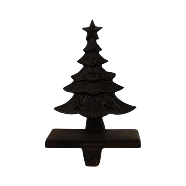 Cast Iron Christmas Tree Stocking Holder Rustic Brown