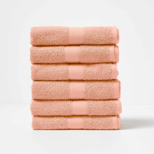 Homescapes Turkish Cotton Hand Towel Set of 6 - Peach Orange Hand towel 6