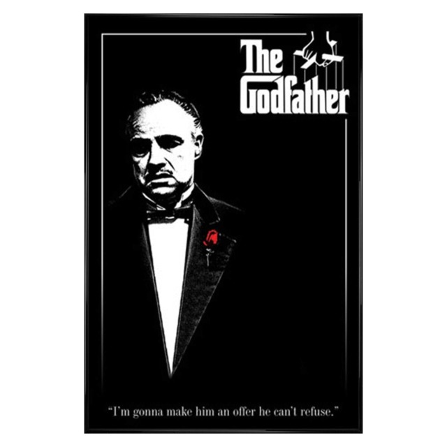Gloss Black Framed Don Vito Corleone with a Red Rose Maxi Poster Multi