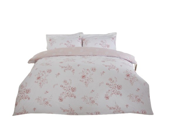 PH Sadie Floral Polycotton Reversible Duvet Cover Set with Pillowcase Pink Super King 1