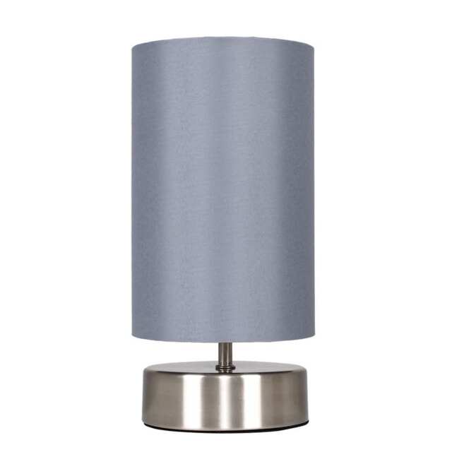 ValueLights Francis Brushed Chrome Touch Table Lamp Grey Shade and Bulb