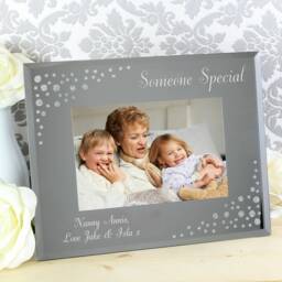Personalised 6x4 Landscape Diamante Glass Photo Frame Silver One Size