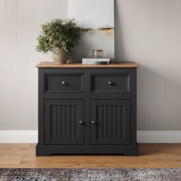 Mercers Furniture Country Charcoal 2 Door 2 Drawer Sideboard Cabinet Storage Cupboard Solid Wood Pine Wooden Dark Grey