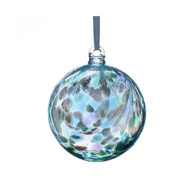 Sienna Glass Hanging Ornament 10cm Friendship Ball - Feather Design