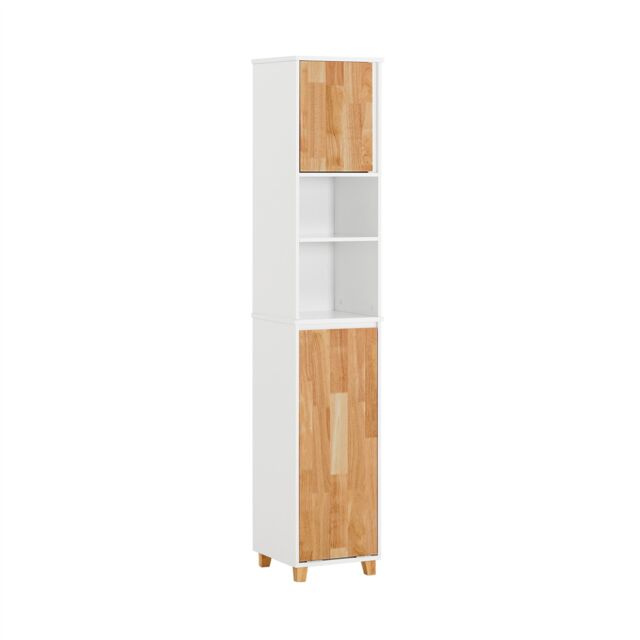 SoBuy BZR74-W,Tall Bathroom Storage Cabinet with Foldable Laundry Basket White White 1