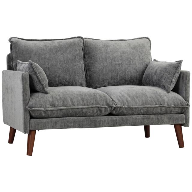HOMCOM 2 Seater Sofa, Modern Loveseat with Spring Cushions, Wide Seat