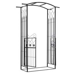 Outsunny Garden Entrance Arch Bench Outdoor Patio Rose Trellis Climbing Plant Black Matte Black 131 x 49 x 212 cm