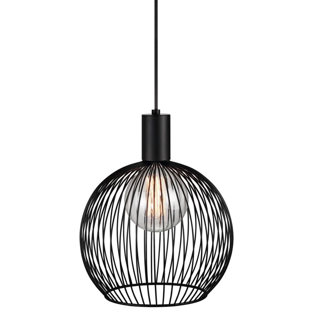 Nordlux Aver Indoor Pendant Light Black Metal E27 chrome socket - Mains Powered, IP20