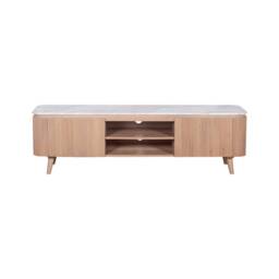 Ashford Large Tv Cabinet - Natural Marble and Wood - L40 x W170 x H50 cm - Brown