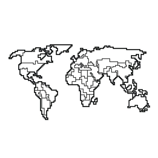 Decortie World Map Metal Wall Art 100x52cm Black