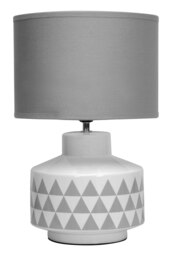 Orsina White Table Lamp, Ribbed Ceramic Base With Gloss Finish, Neutral Fabric Shade Diffuses Light Gently
