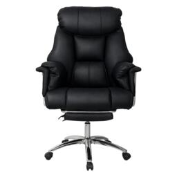 Executive Office Chair Heavy Duty Wide Spring Cushion Recliner Footrest 150kg Black Black