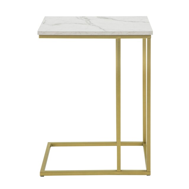 SoBuy C-shaped Side End Table, White Marble Top & Gold Frame, 18.9x11.8x24.4 inches, 3.5 kg - FBT87-G
