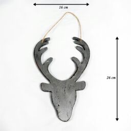 26cm Silver Christmas Wooden Hanging Deer Head Wall Decoration Xmas Home Office Holiday Decorative Centrepiece