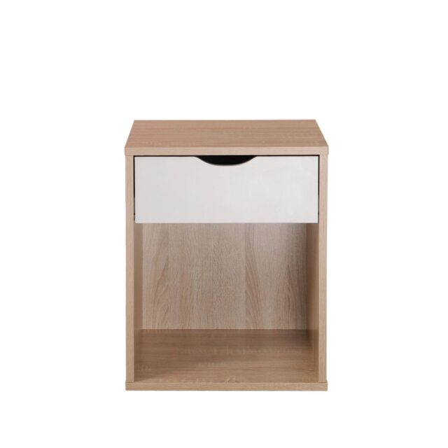 Alton Bedside Cabinet Bedroom Furniture Nightstand Table 1 Drawer Oak White