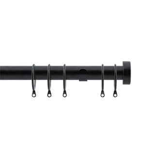 25-28mm Stud End Black Metal Curtain Pole Set 170 - 170cm Black Black