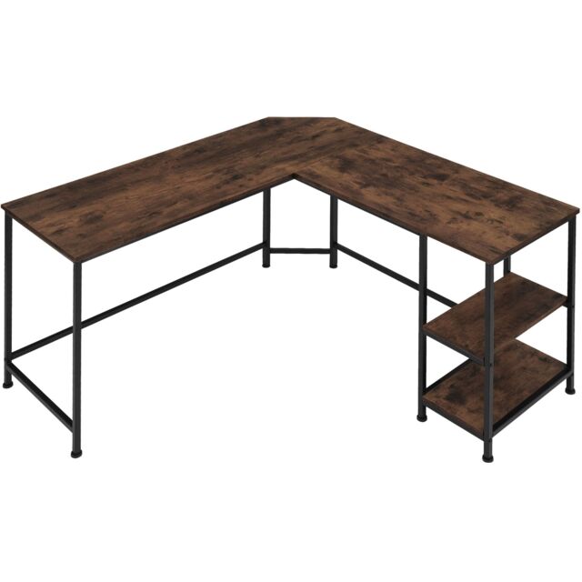 Desk Hamilton - corner unit, shelf with 2 storage compartments Brown Industrial wood dark, rustic 138 x 138 x 75,50 cm 1