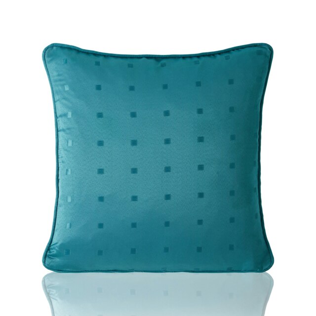 Semi Plain Dobby Square Geometric Woven Jacquard Teal Cushion Set of 4 Blue 45cm x 45cm x 10cm 4