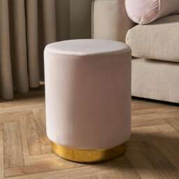 OHS Gold Band Soft Matte Velvet Foot Rest Stool Seat - Blush Pink