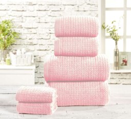 Waffle Pure Cotton Face Towels Super Soft and Absorbant Pink Face cloth 1