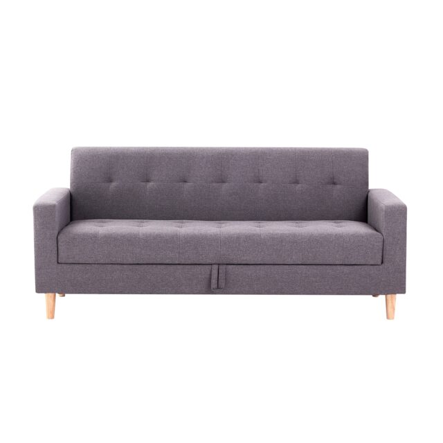 3 Seater Compact Smart Storage Sofa in Durable Fabric - Taupe Brown Taupe Three Seater 1