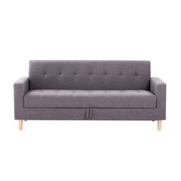 3 Seater Compact Smart Storage Sofa in Durable Fabric - Taupe Brown Taupe Three Seater 1