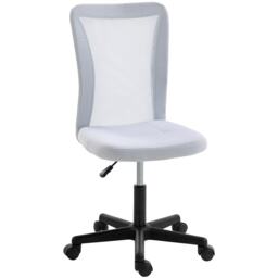 Vinsetto Armless Office Chair, Swivel Desk Chair w/ Adjustable Height White White