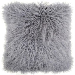 SNUGRUGS Mongolian Sheepskin Cushion - Square - 40cm x 40cm Grey 40 x 40cm