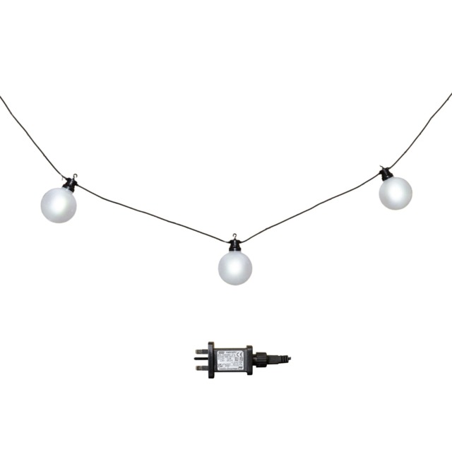 4.5m Set of 10 Frosted Ball Style Cap String Lights with Filament in White
