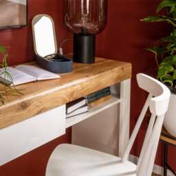 Holten Dressing Table Desk Console Drawer Oak White Gloss 81.5 x 106 x 40cm