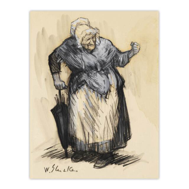 Angry Old Lady Sketch William James Glackens Huge Wall Art Print 18X24 In