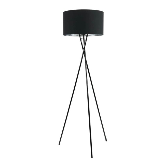 ValueLights Camden Black Tripod Floor Lamp Black Chrome Shade