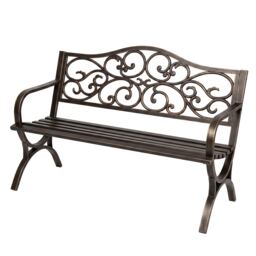 Levede Garden Bench,Outdoor Bench,300kg Metal,Floral Pattern Bronze